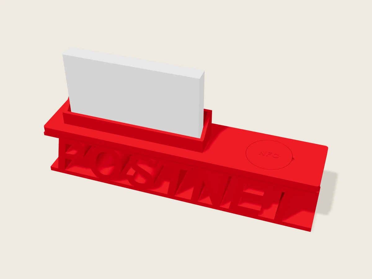 POSTNET business card holder, perspective view